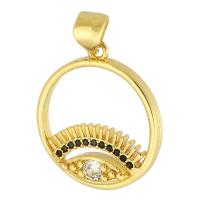 Cubic Zirconia Micro Pave Brass Pendant, Round, gold color plated, fashion jewelry & DIY & micro pave cubic zirconia & for woman, two different colored, 18x20x3mm, Hole:Approx 3mm, 10PCs/Lot, Sold By Lot