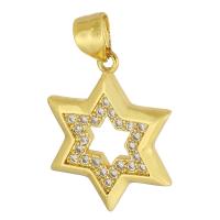 Cubic Zirconia Micro Pave Brass Pendant Hexagram gold color plated fashion jewelry & DIY & micro pave cubic zirconia & for woman golden Approx 4mm Sold By Lot