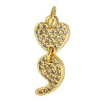 Cubic Zirconia Micro Pave Brass Pendant gold color plated fashion jewelry & DIY & micro pave cubic zirconia & for woman golden 19mm Approx 3.5mm Sold By Lot