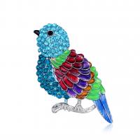 Rhinestone Brooch Zinc Alloy Bird silver color plated for woman & with rhinestone mixed colors nickel lead & cadmium free Sold By PC