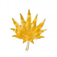 Enamel Brooch Zinc Alloy Maple Leaf KC gold color plated for woman nickel lead & cadmium free Sold By PC