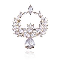 Cubic Zirconia Brooch, Brass, plated, micro pave cubic zirconia & for woman, more colors for choice, nickel, lead & cadmium free, 36x50mm, Sold By PC