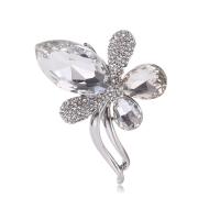 Crystal Brooch Zinc Alloy with Crystal Butterfly platinum color plated for woman & with rhinestone nickel lead & cadmium free Sold By PC