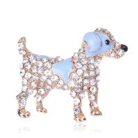 Rhinestone Brooch, Tibetan Style, Dog, gold color plated, for woman & enamel & with rhinestone, more colors for choice, nickel, lead & cadmium free, 42x36mm, Sold By PC