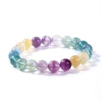 Colorful Fluorite Bracelet Round Unisex multi-colored Length Approx 18 cm Sold By PC