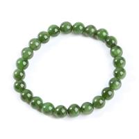 Jasper Stone Bracelet, Round, Unisex & different size for choice, green, Length:Approx 18 cm, Sold By PC