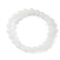 White Chalcedony Bracelet, Round, Unisex & different size for choice, green, Length:Approx 18 cm, Sold By PC