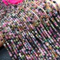 Gemstone Jewelry Beads, Tourmaline, Square, polished, DIY & faceted, multi-colored, 3-3.5mm, Sold Per Approx 38 cm Strand
