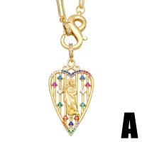 Cubic Zircon Micro Pave Brass Necklace Virgin Mary 18K gold plated & micro pave cubic zirconia & for woman mixed colors nickel lead & cadmium free Length 17.7 Inch Sold By PC