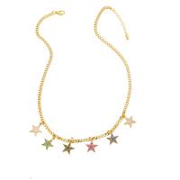 Cubic Zircon Micro Pave Brass Necklace, with 2 extender chain, Star, 18K gold plated, different styles for choice & micro pave cubic zirconia & for woman, golden, nickel, lead & cadmium free, 16x14mm, Length:16.7 Inch, Sold By PC