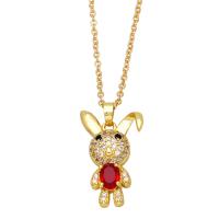 Cubic Zircon Micro Pave Brass Necklace with 2 extender chain Rabbit 18K gold plated micro pave cubic zirconia & for woman nickel lead & cadmium free Length 17.7 Inch Sold By PC