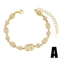 Brass Bracelet, with 2 extender chain, 18K gold plated, different styles for choice & micro pave cubic zirconia & for woman, golden, nickel, lead & cadmium free, Length:6.1 Inch, Sold By PC