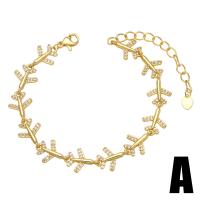 Brass Bracelet, with 2 extender chain, 18K gold plated, different styles for choice & micro pave cubic zirconia & for woman, golden, nickel, lead & cadmium free, 14x11mm, Length:6.1 Inch, Sold By PC