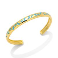 Brass Cuff Bangle Moon 18K gold plated micro pave cubic zirconia & for woman & enamel nickel lead & cadmium free Sold By PC