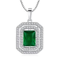 Cubic Zircon Micro Pave Brass Necklace, silver color plated, micro pave cubic zirconia & for woman, green, nickel, lead & cadmium free, 27x16mm, Length:Approx 50-60 cm, Sold By PC