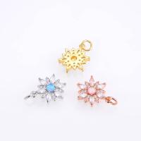 Cubic Zirconia Micro Pave Brass Pendant with Opal Flower plated DIY & micro pave cubic zirconia nickel lead & cadmium free Sold By PC