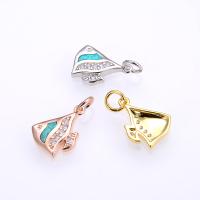 Cubic Zirconia Micro Pave Brass Pendant, with Opal, Fish, plated, DIY & micro pave cubic zirconia, more colors for choice, nickel, lead & cadmium free, 20x13x3mm, Sold By PC