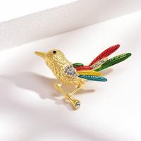 Enamel Brooch, Tibetan Style, Bird, for woman & with rhinestone, more colors for choice, nickel, lead & cadmium free, 42x30mm, Sold By PC