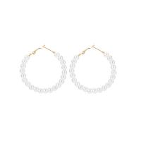 Zinc Alloy Drop Earrings with Plastic Pearl fashion jewelry & for woman golden nickel lead & cadmium free 55mm Sold By Pair