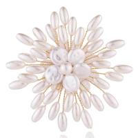 Pearl Broszka plastik, żelazo, ze Perła plastikowa, biżuteria moda & dla kobiety, bez zawartości niklu, ołowiu i kadmu, 78x78mm, sprzedane przez PC