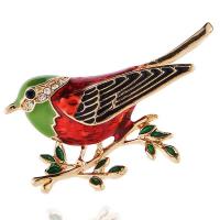 Enamel Brooch, Tibetan Style, Bird, plated, for woman & with rhinestone, nickel, lead & cadmium free, 27x44mm, Sold By PC