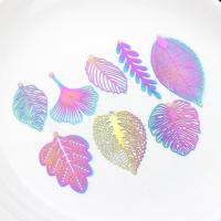 Stainless Steel Pendants 201 Stainless Steel Leaf plated & hollow rainbow colors Sold By Bag