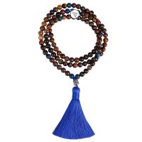 Fashion Fringe Necklace, Tiger Eye, with Cotton Thread & Tibetan Style, Round, handmade, fashion jewelry & folk style & different styles for choice & for woman, Sold By PC
