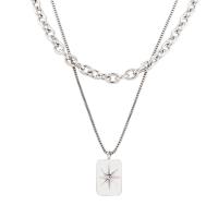 Stainless Steel Jewelry Necklace, 316L Stainless Steel, Eight Point Star, polished, Double Layer & fashion jewelry & Unisex, original color, 15x21mm, Length:50 cm, Sold By PC