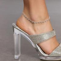 Brass Anklet, with 8cm extender chain, plated, fashion jewelry & adjustable & for woman & with rhinestone, more colors for choice, nickel, lead & cadmium free, Length:20 cm, Sold By PC
