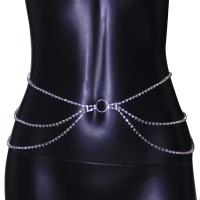 metal cadena de cintura, chapado, ajustable & para mujer & con diamantes de imitación, más colores para la opción, libre de níquel, plomo & cadmio, longitud:65-110 cm, Vendido por UD