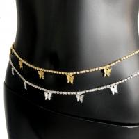 metal cadena de cintura, Mariposa, chapado, ajustable & para mujer & con diamantes de imitación, más colores para la opción, libre de níquel, plomo & cadmio, longitud:65 cm, Vendido por UD