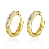 Cubic Zirconia Micro Pave Brass Earring, Donut, plated, fashion jewelry & micro pave cubic zirconia & for woman, more colors for choice, nickel, lead & cadmium free, 3x17mm, Sold By Pair