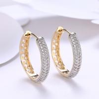 Cubic Zirconia Micro Pave Brass Earring, Donut, Plating champagne gold, fashion jewelry & micro pave cubic zirconia & for woman, nickel, lead & cadmium free, 4x24mm, Sold By Pair