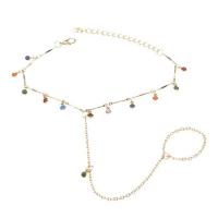 Tibetan Style Anklet, gold color plated, adjustable & for woman & enamel, golden, nickel, lead & cadmium free, Sold By PC