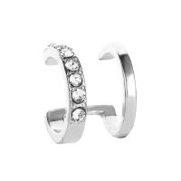 Zinc Alloy Earring Clip plated micro pave cubic zirconia & for woman 10mm Sold By Lot
