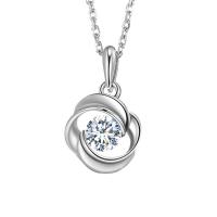 Cubic Zirconia Micro Pave 925 Sterling Silver Pendant, platinum plated, micro pave cubic zirconia, original color, 10.40x18mm, Sold By PC