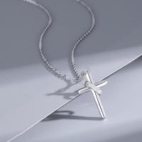 925 Sterling Silver Pendant Cross platinum plated original color Sold By PC