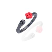 Cink Alloy Pljuska prst prsten, Rose, pištolj crni plated, Podesiva & za žene, više boja za izbor, Prodano By PC