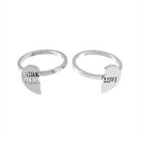 Anéis Couple dedo, 201 Inox, Coração, 2 peças & para casal & vazio, 18mm, tamanho:8, vendido por Defina