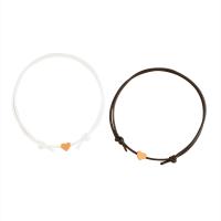 Couple Bracelet and Bangle, Brass, with Polyester Cord, Heart, plated, 2 pieces & for couple, more colors for choice, Length:Approx 7-11.8 Inch, Sold By Set