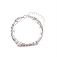 Stainless Steel Jewelry Bracelet 201 Stainless Steel with 1.96inch extender chain multilayer & Unisex & with letter pattern original color Length Approx 6.3 Inch Sold By PC