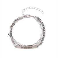 Stainless Steel Jewelry Bracelet, 201 Stainless Steel, with 1.96inch extender chain, multilayer & Unisex & with letter pattern, original color, Length:Approx 6.3 Inch, Sold By PC