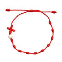 Fashion Bracelet & Bangle Jewelry Polyester Cord with Howlite Cross folk style & Unisex red Length Approx 7.4-11.8 Inch Sold By PC