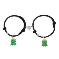 Fashion Bracelet & Bangle Jewelry, Tibetan Style, with Polyester Cord, Frog, plated, 2 pieces & Unisex & with magnetic & enamel, Length:Approx 6.3-11.8 Inch, Sold By Set