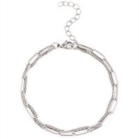 Pulseira  de jóias de aço inox, 201 Inox, with 1.96inch extender chain, Camada Dupla & para mulher, cor original, comprimento Aprox 6.3 inchaltura, vendido por PC