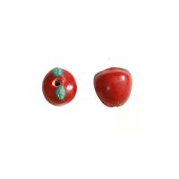 Porslin Smycken Pärlor, Apple, Smörja, DIY, röd, 15x15mm, 10PC/Lot, Säljs av Lot