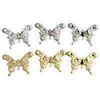 Zinc Alloy Rhinestone Pendants with Plastic Pearl Butterfly plated DIY & with rhinestone white Sold By Lot