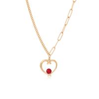 Stainless Steel Jewelry Necklace, 304 Stainless Steel Chain, with Titanium Steel, Heart, Vacuum Ion Plating, for woman & with rhinestone & hollow, more colors for choice, Length:Approx 16.53 Inch, Sold By PC