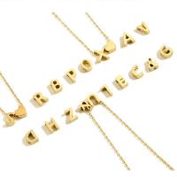 Titanium Steel Necklace, Alphabet Letter, Vacuum Ion Plating, different styles for choice & for woman, golden, Length:Approx 17.71 Inch, Sold By PC