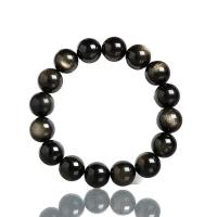 Gold Obsidian Bracelet, polished, different grades for choice & different size for choice & for man, black, Length:Approx 7.6 Inch, Sold By Set